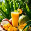 Летний смузи с манго и кокосом, простой рецепт для жарких дней