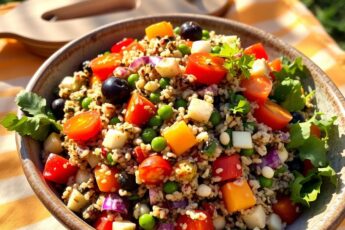 Салат с киноа и сезонными овощами, вкусное и полезное блюдо