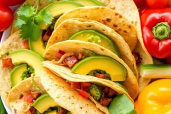 Вкусные тортильи с авокадо, свежими овощами, рецепт
