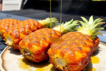Лёгкий десерт на гриле: ананасы с медом и корицей