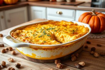 Запеканка из тыквы с брынзой и орехами, осенний рецепт